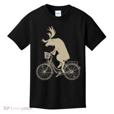 Funny Elk Riding A Cycle Animal Lover Gift Kids T-Shirt