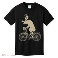 Funny Elk Riding A Cycle Animal Lover Gift Kids T-Shirt thumb 0