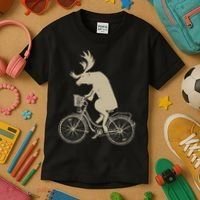 Funny Elk Riding A Cycle Animal Lover Gift Kids T-Shirt thumb 3