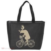 Funny Elk Riding A Cycle Animal Lover Gift Tote Bag thumb 0