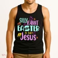 Funny Easter Sunday Silly Rabbit Easter Is For Jesus Tank Top thumb 3