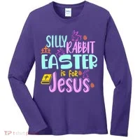 Funny Easter Sunday Silly Rabbit Easter Is For Jesus Women's Long Sleeve Shirt thumb 0