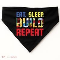 Funny Eat Sleep Build Repeat Building Funny Builders USA-Made Doggie Bandana thumb 0