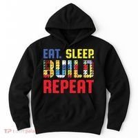 Funny Eat Sleep Build Repeat Building Funny Builders Hoodie thumb 0