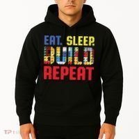 Funny Eat Sleep Build Repeat Building Funny Builders Hoodie thumb 2
