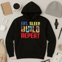 Funny Eat Sleep Build Repeat Building Funny Builders Hoodie thumb 3