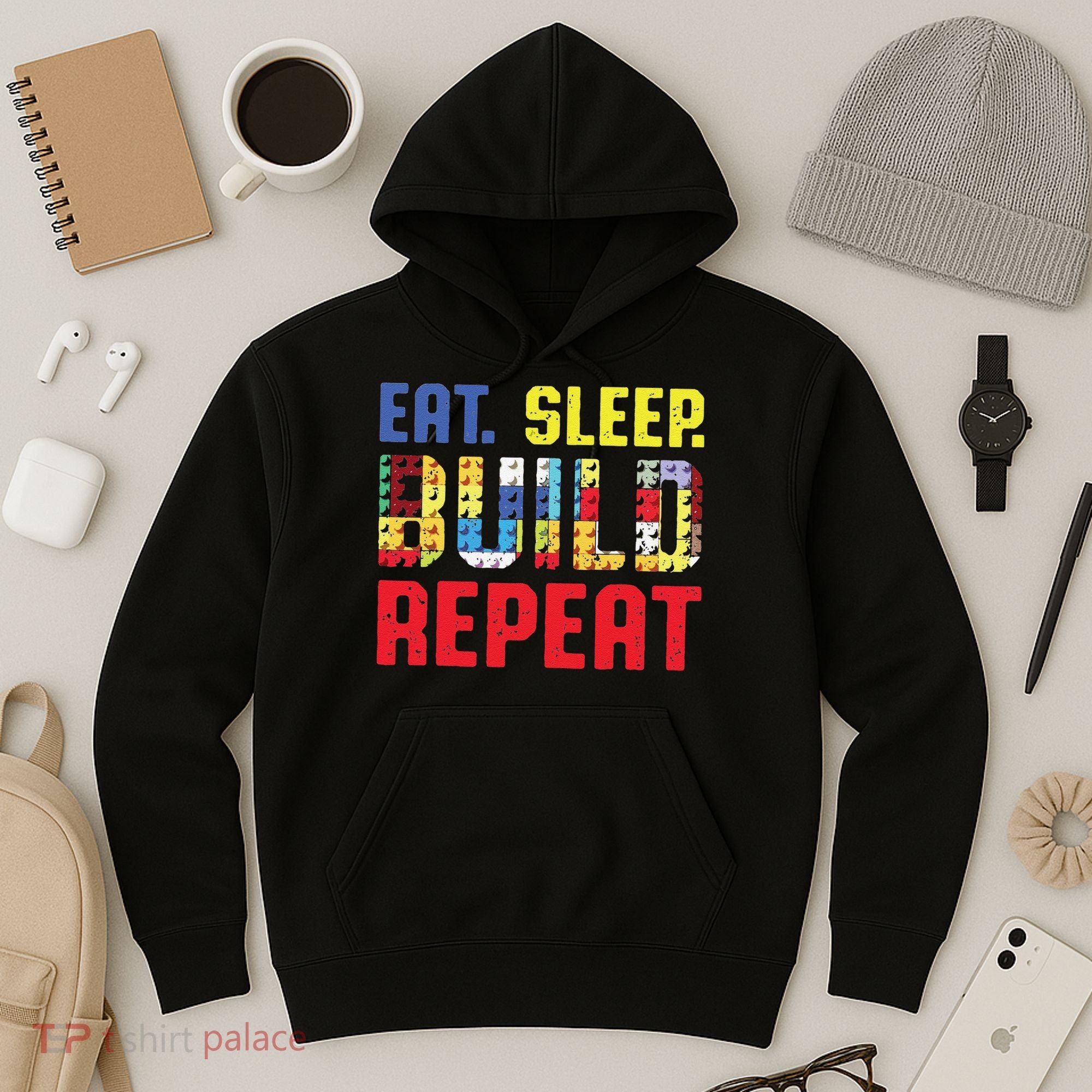 Funny Eat Sleep Build Repeat Building Funny Builders Hoodie