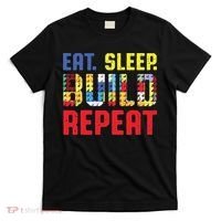 Funny Eat Sleep Build Repeat Building Funny Builders T-Shirt thumb 0