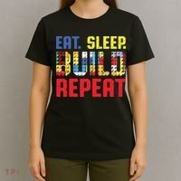 Funny Eat Sleep Build Repeat Building Funny Builders T-Shirt thumb 4