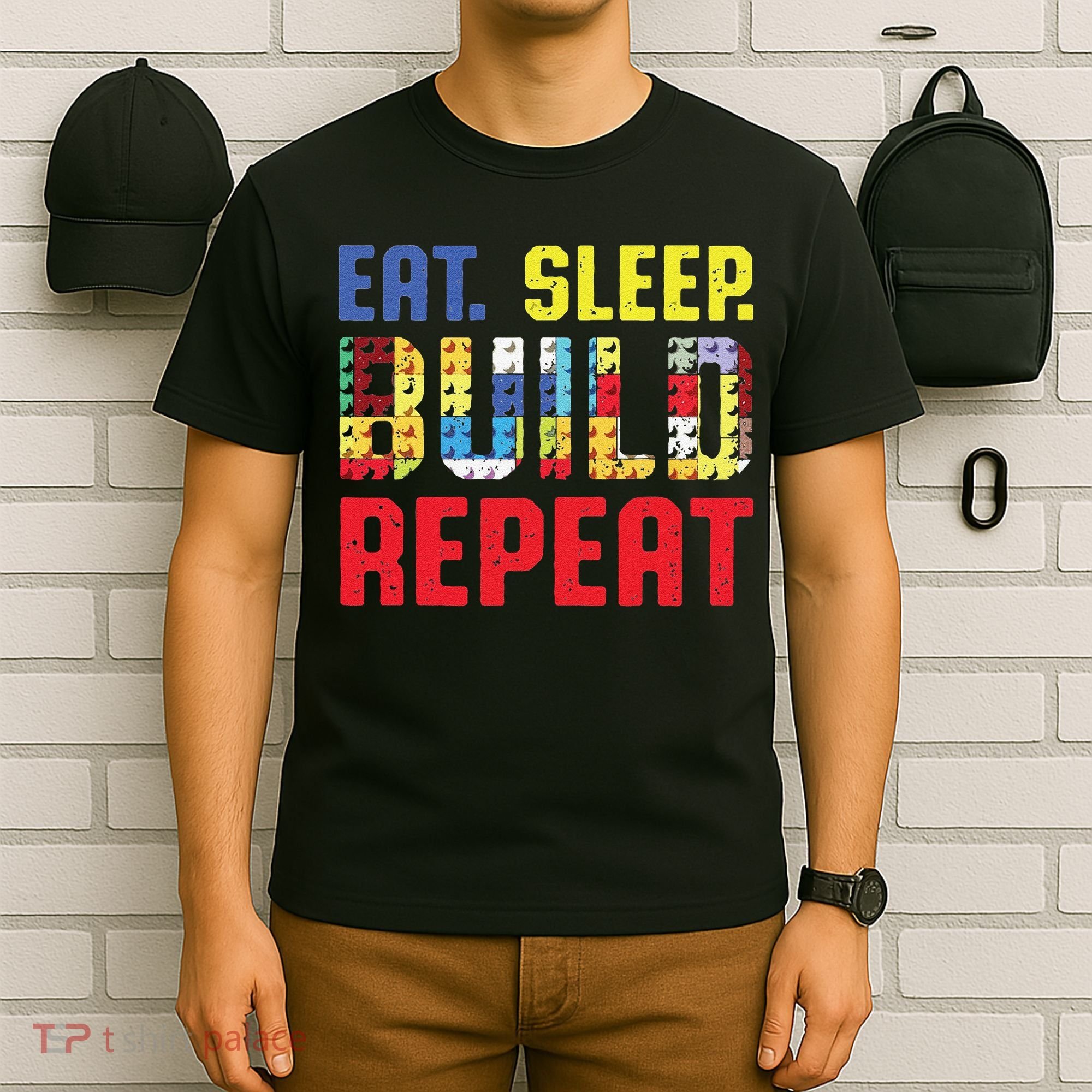 Funny Eat Sleep Build Repeat Building Funny Builders T-Shirt
