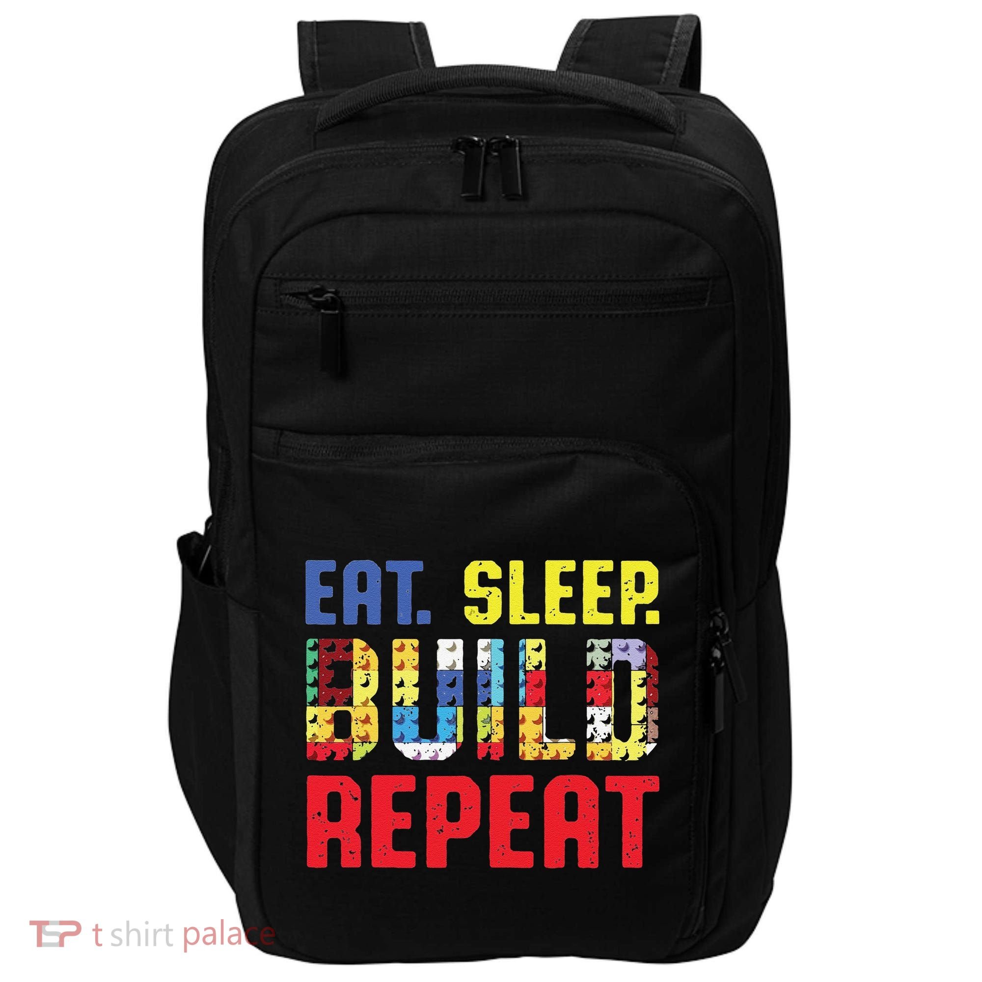 Funny Eat Sleep Build Repeat Building Funny Builders Impact Tech Backpack