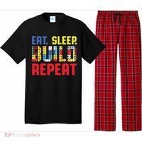 Funny Eat Sleep Build Repeat Building Funny Builders Pajama Set thumb 0