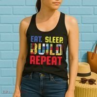 Funny Eat Sleep Build Repeat Building Funny Builders Women's Tank Top thumb 2