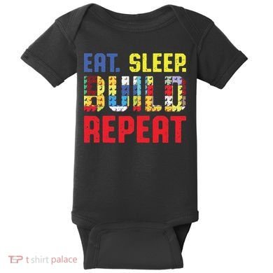 Funny Eat Sleep Build Repeat Building Funny Builders Baby Bodysuit
