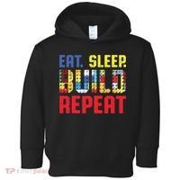 Funny Eat Sleep Build Repeat Building Funny Builders Toddler Hoodie thumb 0