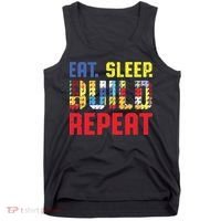 Funny Eat Sleep Build Repeat Building Funny Builders Tank Top thumb 0