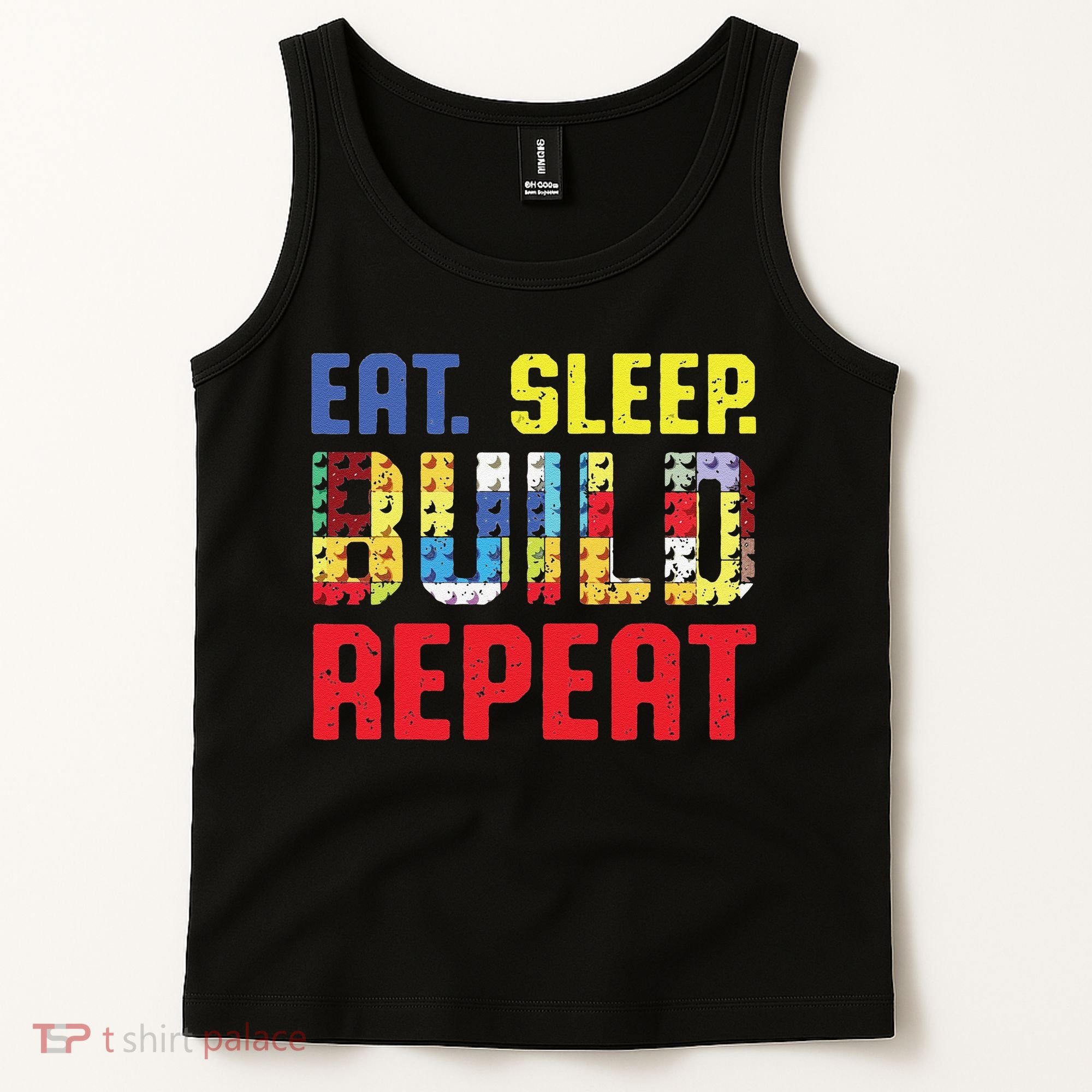 Funny Eat Sleep Build Repeat Building Funny Builders Tank Top