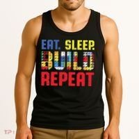 Funny Eat Sleep Build Repeat Building Funny Builders Tank Top thumb 3