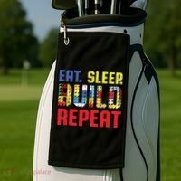 Funny Eat Sleep Build Repeat Building Funny Builders Golf Towel thumb 2