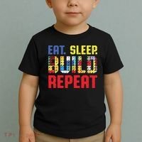 Funny Eat Sleep Build Repeat Building Funny Builders Toddler T-Shirt thumb 2