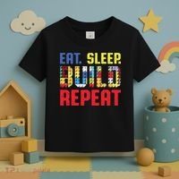 Funny Eat Sleep Build Repeat Building Funny Builders Toddler T-Shirt thumb 3