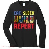 Funny Eat Sleep Build Repeat Building Funny Builders Women's Long Sleeve Shirt thumb 0