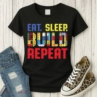 Funny Eat Sleep Build Repeat Building Funny Builders Women's T-Shirt thumb 3