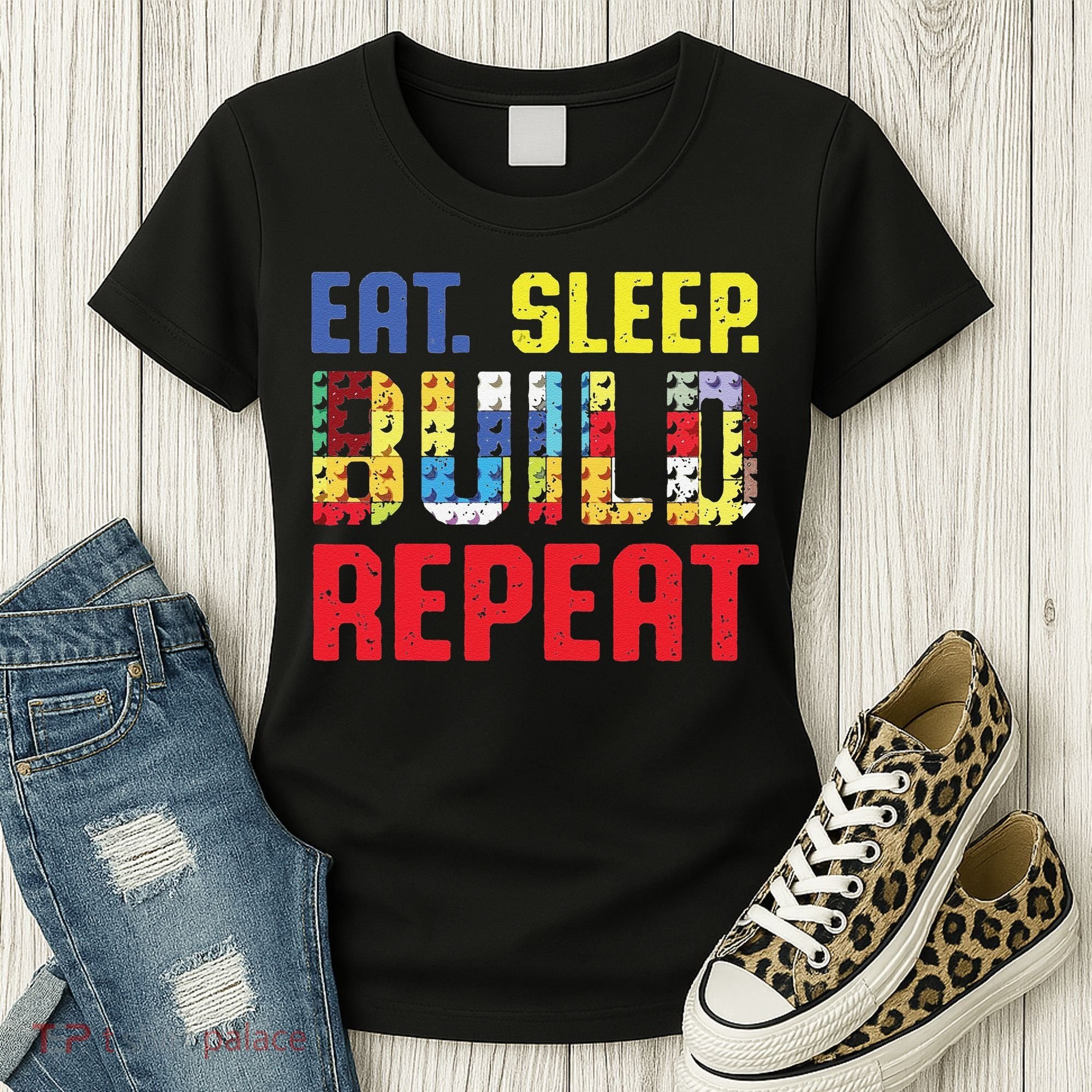 Funny Eat Sleep Build Repeat Building Funny Builders Women's T-Shirt