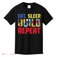 Funny Eat Sleep Build Repeat Building Funny Builders Kids T-Shirt thumb 0