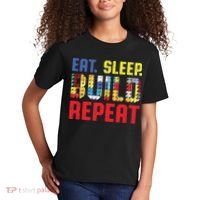 Funny Eat Sleep Build Repeat Building Funny Builders Kids T-Shirt thumb 2