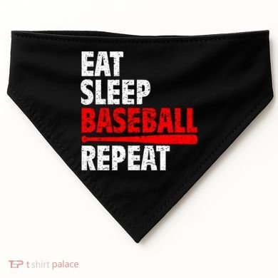 Funny Eat Sleep Baseball Repeat Gift USA-Made Doggie Bandana