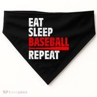 Funny Eat Sleep Baseball Repeat Gift USA-Made Doggie Bandana thumb 0
