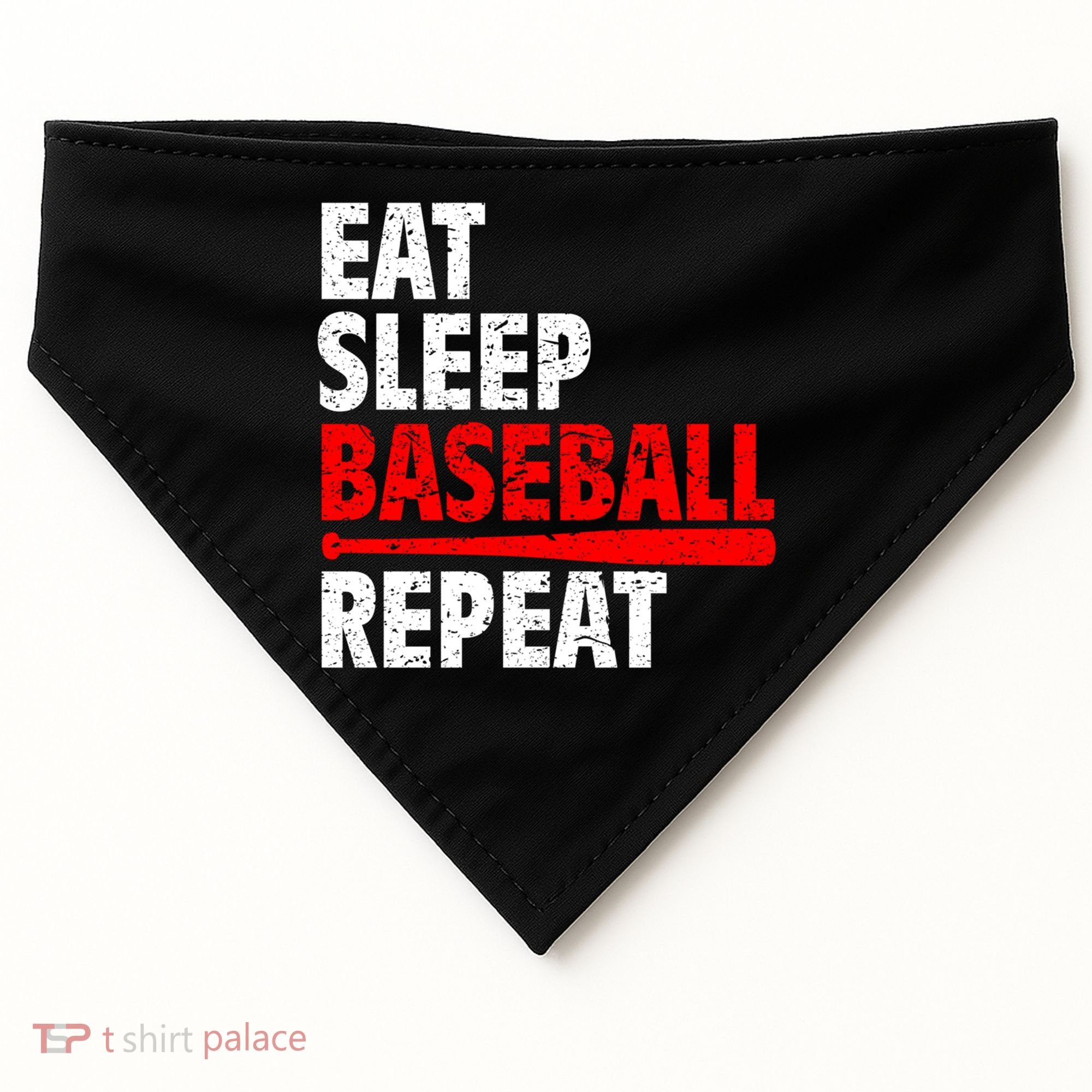 Funny Eat Sleep Baseball Repeat Gift USA-Made Doggie Bandana