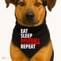 Funny Eat Sleep Baseball Repeat Gift USA-Made Doggie Bandana thumb 1