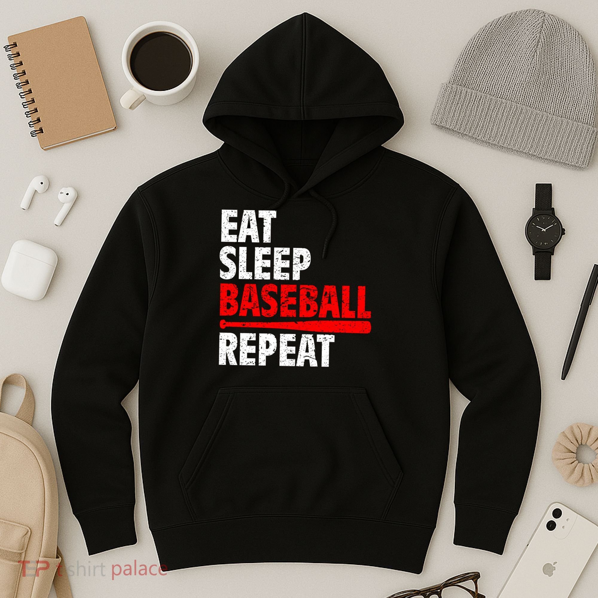 Funny Eat Sleep Baseball Repeat Gift Hoodie