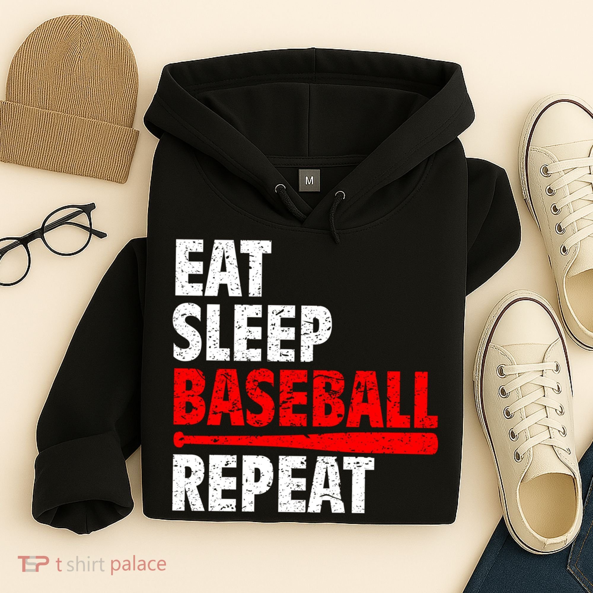 Funny Eat Sleep Baseball Repeat Gift Hoodie