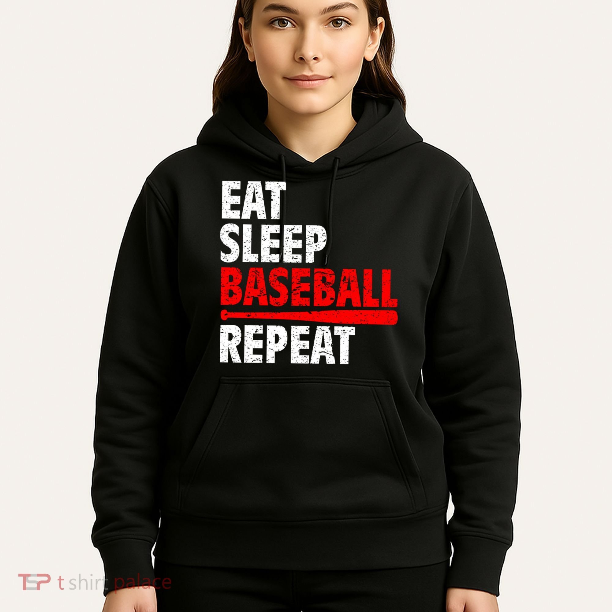 Funny Eat Sleep Baseball Repeat Gift Hoodie