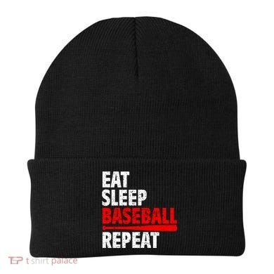 Funny Eat Sleep Baseball Repeat Gift Beanie
