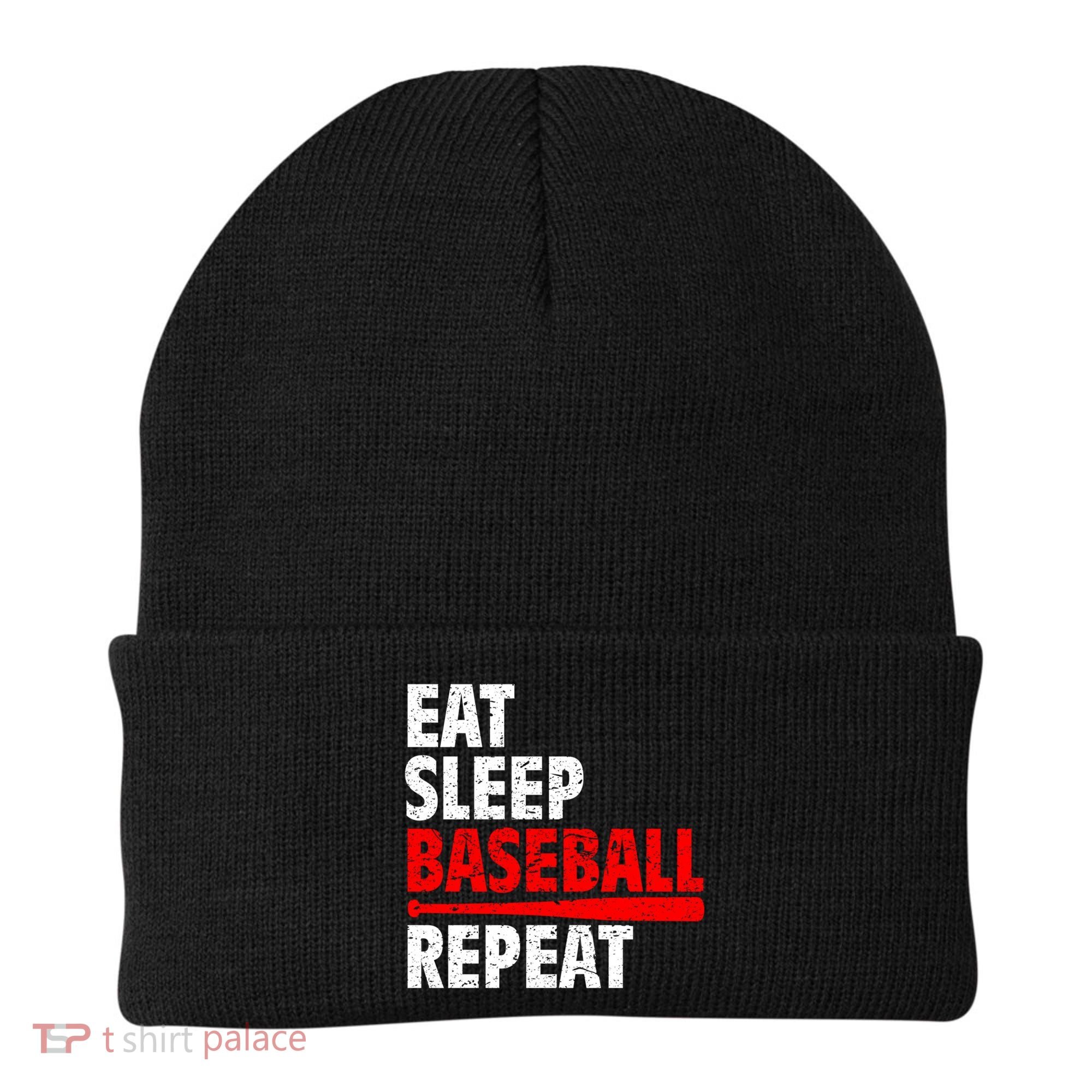 Funny Eat Sleep Baseball Repeat Gift Beanie