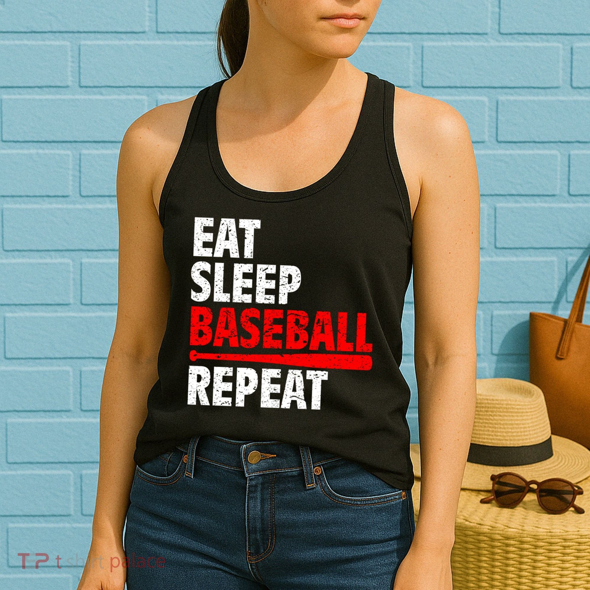 Funny Eat Sleep Baseball Repeat Gift Women's Tank Top