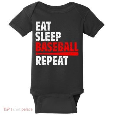 Funny Eat Sleep Baseball Repeat Gift Baby Bodysuit