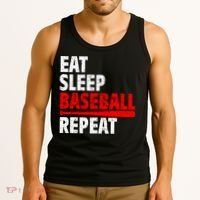 Funny Eat Sleep Baseball Repeat Gift Tank Top thumb 3