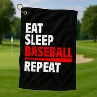 Funny Eat Sleep Baseball Repeat Gift Golf Towel thumb 1