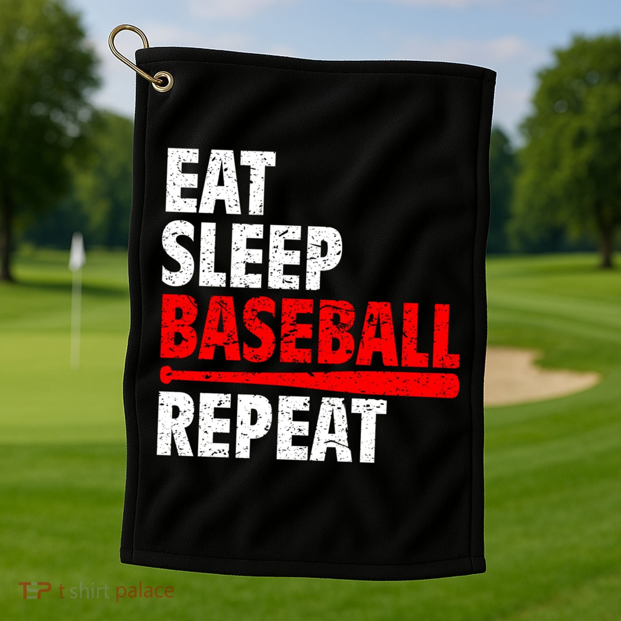 Funny Eat Sleep Baseball Repeat Gift Golf Towel