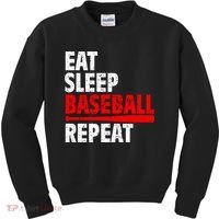 Funny Eat Sleep Baseball Repeat Gift Kids Sweatshirt thumb 0