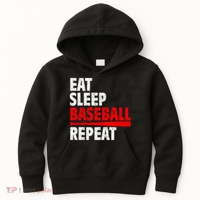 Funny Eat Sleep Baseball Repeat Gift Kids Hoodie