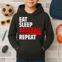 Funny Eat Sleep Baseball Repeat Gift Kids Hoodie thumb 2
