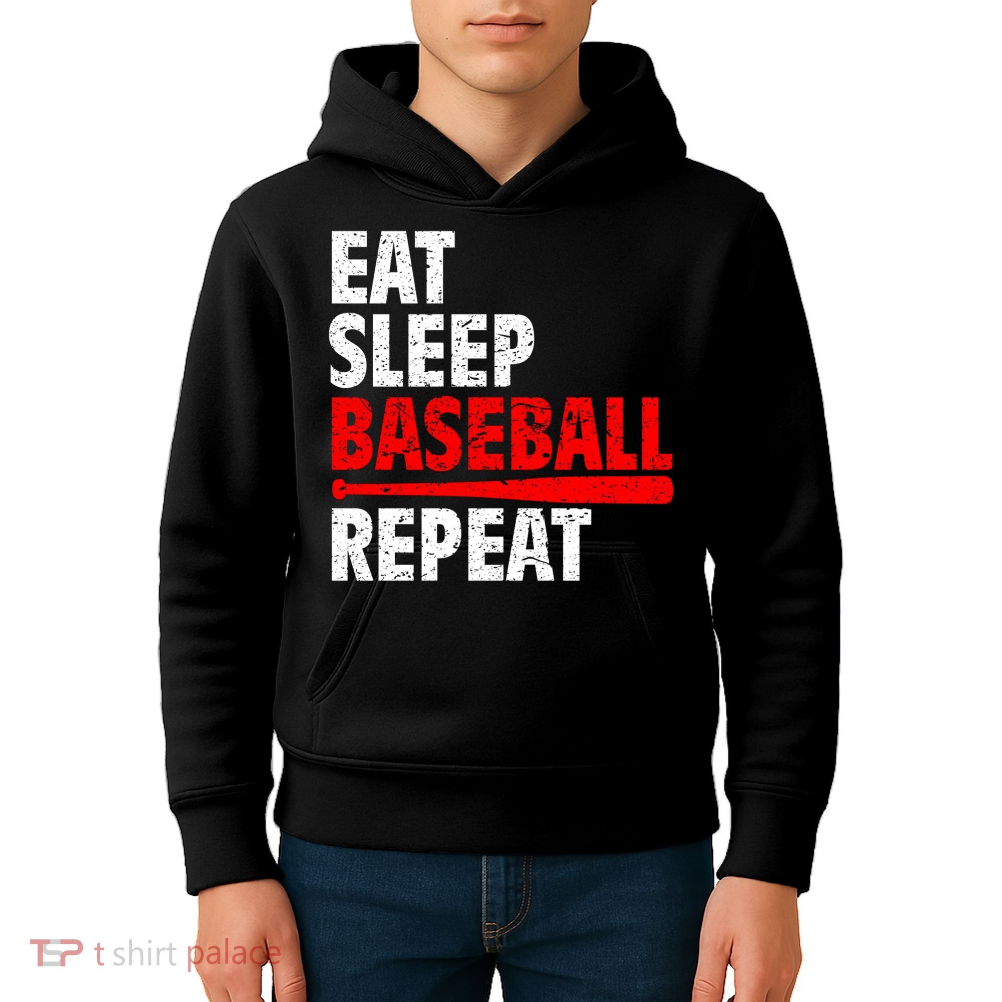 Funny Eat Sleep Baseball Repeat Gift Kids Hoodie