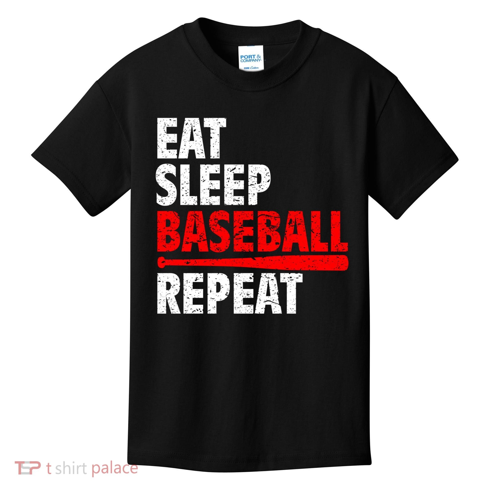 Funny Eat Sleep Baseball Repeat Gift Kids T-Shirt