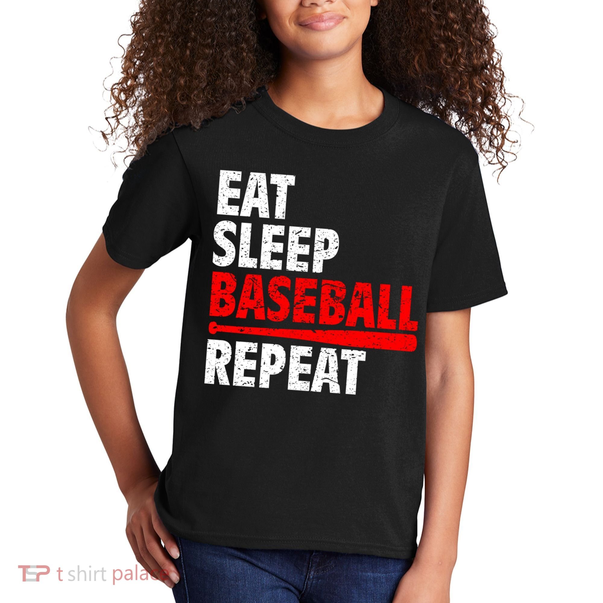 Funny Eat Sleep Baseball Repeat Gift Kids T-Shirt